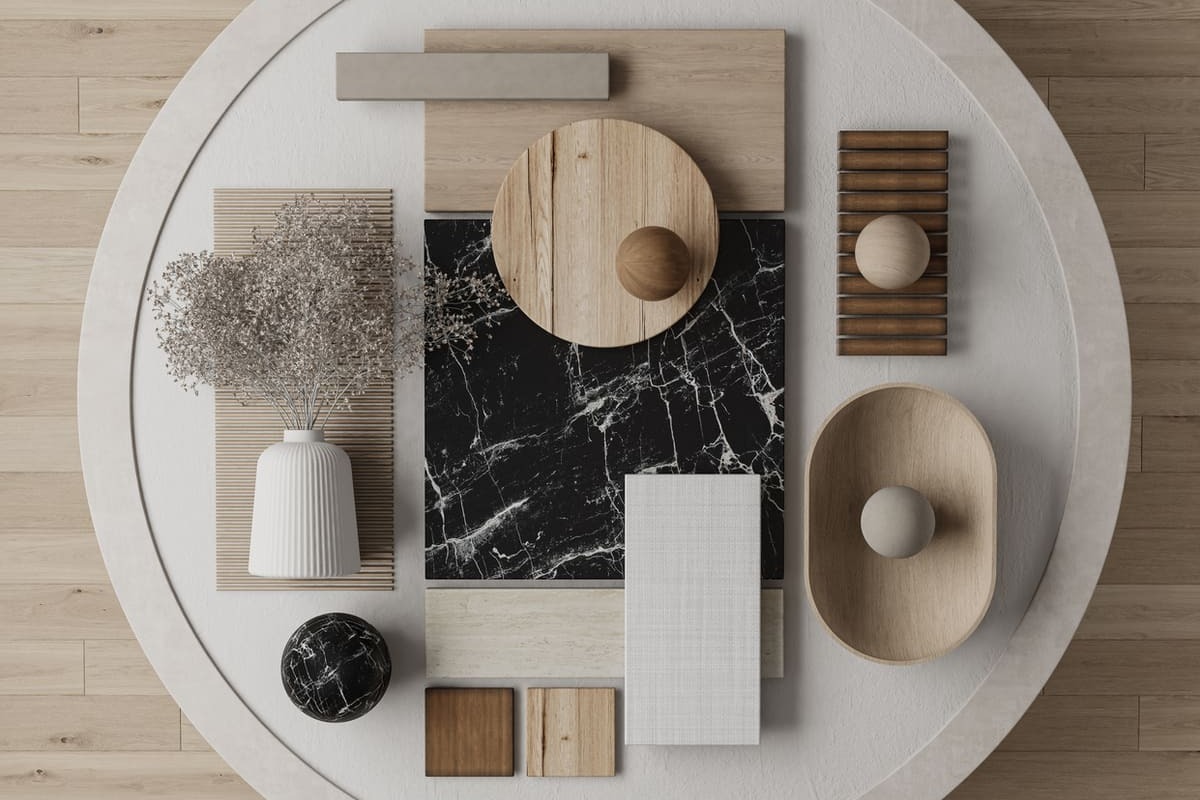 Materiales decoración de estilo Japandi